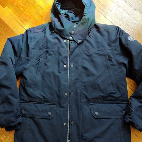 Men's navy blue heavy parka waterproof jacket size medium by lands end - Picture 2 of 6